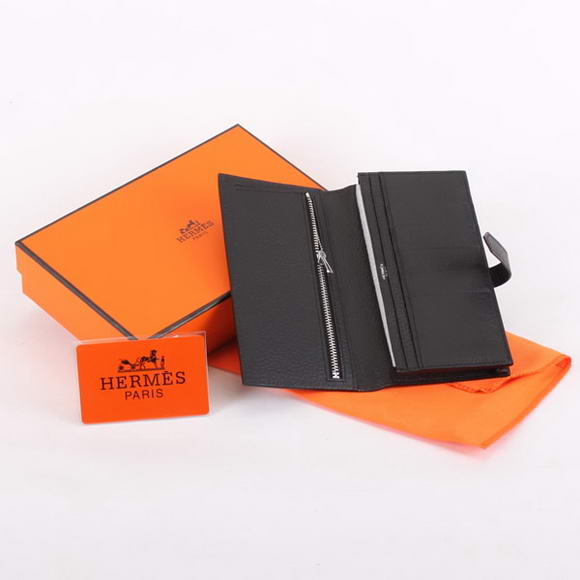 Cheap Fake Hermes Bearn Japonaise Bi-Fold A208 Black - Click Image to Close